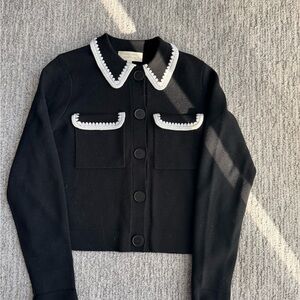 Sezane Betty Cardigan
Color : Black & Ecru Crochet
Size : XXS